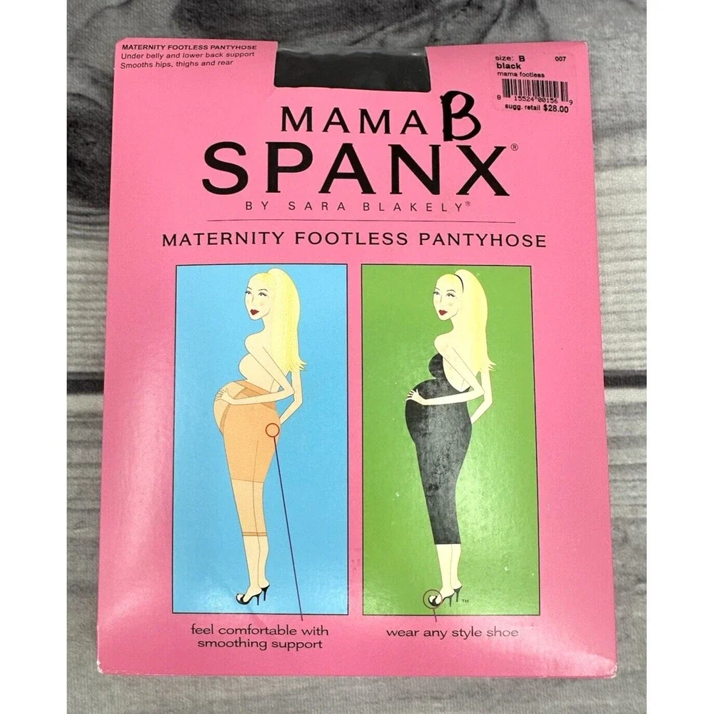 MAMA SPANX MATERNITY FOOTLESS PANTYHOSE Women's Size‎ B BLACK